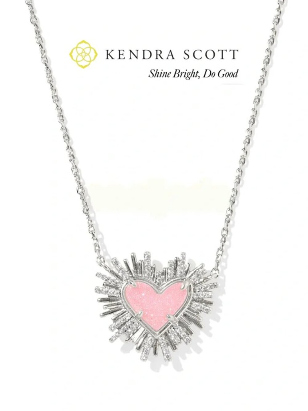 Dolly Parton x Kendra Scott Ari Heart Silver Short Pendant Necklace